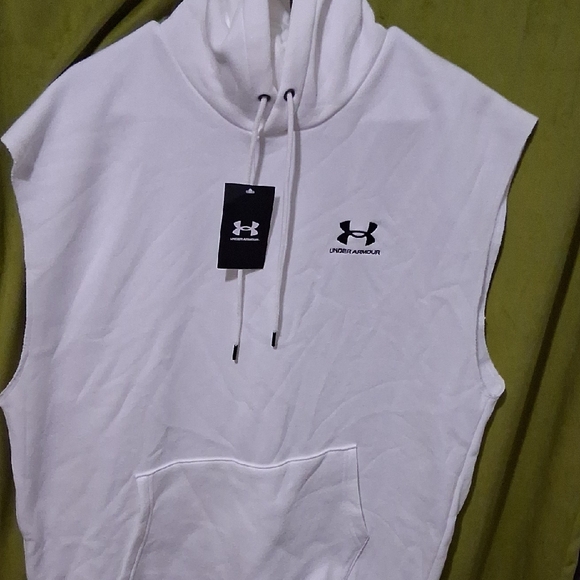 Under Armour Classic White Sleeveless Hoodie - Picture 2 of 7